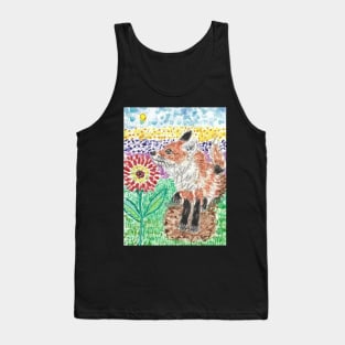 Fox  flower art Tank Top